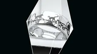 Rings Paradise - Monkey in Jungle on Lilias Pattern Engraved Tungsten Ring, Mens Ring, Women Ring
