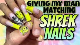 MATCHING SHREK NAILS 🤣🤣🤣 I paint my mans nails 😂💚