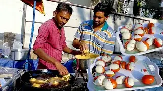 Half Egg And Half Tomato Bonda | Most Unique Street Food Of India | KikTv Network