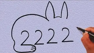 How To Draw Rabbit With 2222 Number | Rabbit Drawing Step By Step 🐰 | 😱 Number Art Drawing