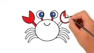 How to Draw a Cute Crab 🦀 Easy Step by Step for Kids #drawing #howtodraw #forkids #painting #crab 🦀