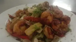 High Protein Ragi Broccoli Asian Ribbon Noodle With skillet Prawns