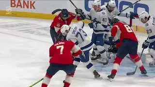 Dmitry Kulikov gets a match penalty for elbowing Conor Sheary vs Lightning (16 mar 2024)