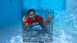 2 Stunden unter Wasser eingeschlossen Challenge im Pool meines Hauses! Peinliche Situationen im Schw