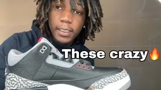 Air Jordan 3 Black Cement Shoe Review!!🔥🔥