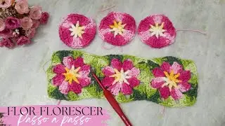 Flor de crochê rápido e fácil passo a passo (flor-florescer)