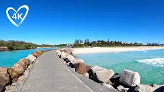 Kingscliff Beach 4K Walk - NSW Australia - Virtual Tour With Natural Sound - Treadmill Background