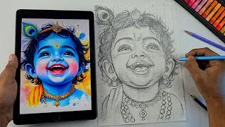 How To Draw Cute Little Krishna Drawing, Little Krishna Drawing Step By Step (Outline Tutorial)