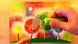 Famous Abstract Painting In Acrylics | Painting Techniques | 3 Art Ideas | Time Lapse