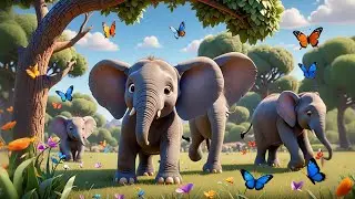 Five Baby Elephants March Left and Right | Movement Song for Kids | Nursery Rhymes and Learning Song