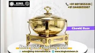 King International &ndash; Premium Steel Gold Chafing Dish With Chowki Base 👑✨