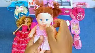 3 Minute #satisfying With Unboxing Hello Pink Toy Set| Cutee Tiny Mini ASMR dolls set toy play| ASMR