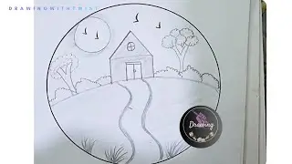 Easy circle scenery drawing | Pencil drawing in circle easy step by step | Drawingwithtwist 