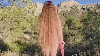 Girl with VERY Long Hair Walking in BREATHTAKING Nature 💚 My Secrets to Growing Hair to the FLOOR! 🔥