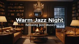 Late Night Jazz by the Fireplace | Cozy Winter Library Ambience | Work Music Ambience 