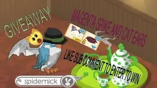 Animal Jam: GIVE AWAY SPIKE WRIST SHORT MAGENTA AND CAT EARS