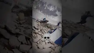 Mountain Rockfall Disaster Narrowly Avoided! Man Dodges Falling Boulder in Canal! ☠️
