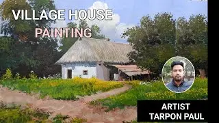 Acrylic painting easy village house tutorial || how to paint village house easy
