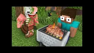 Monster School : BARBECUE COOKING Challenge - Minecraft Animation