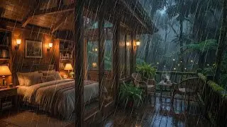 Cure Insomnia Naturally &ndash; Heavy Rainfall in a Tropical Forest Cabin for Deep, Restful Sleep 🌧️🌙