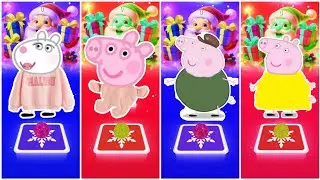 Suzy Sheep Pig Vs Babe Pig Vs Grandpa Pig Vs Granny Pig | Tiles Hop Coffin Dance🎶