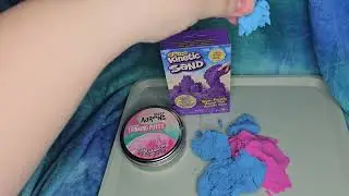Kinetic Sand, Mad Mattr, and Crazy Aaron's glass Putty mixed