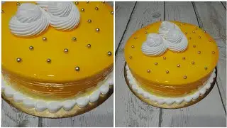 Mango Gel Cake /// mango cake decoration tutorial /// cake decoration idea ...