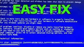 How To Fix Blue Screen of Death Stop Error 0x00000116 in Windows