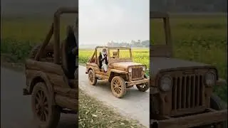 Grandpa built a wooden car by himself so he could travel on his own. 🚗🪵#hardwork #woodscraft #car