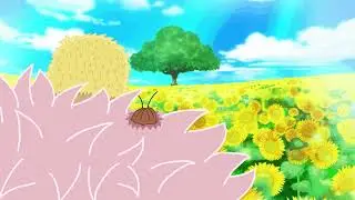 Doflamingo and LoveyBug enjoying the breeze in the Dressrosa Sunflower Field - Animation - One Piece