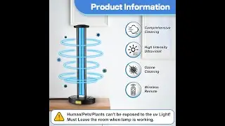 Qualirey UV Light, 100W Ozone Free UVC Light Home Disinfection Device, Remove Germs, Molds