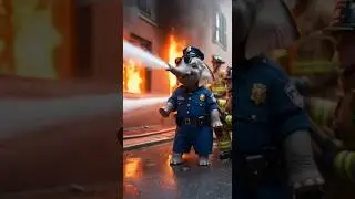 This Elephant Police Officer Stole the Show at a Fire Scene #USA #Viral #FunnyVideo #Comedy #AIvideo