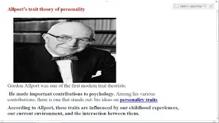 Allport's Trait Theory of Personality