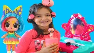 Masal and Öykü Pretend play Make Up Toys - LOL Surprise Hair Goals Series