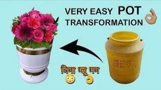 How to make pot | old bucket transformation | DIY Easy pot