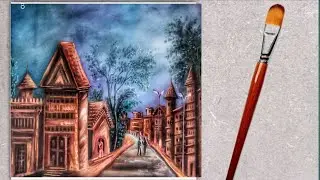 cityscape painting with acrylic painting / by Qaisar Art