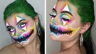 COLORFUL CLOWN MASK HALLOWEEN MAKEUP!