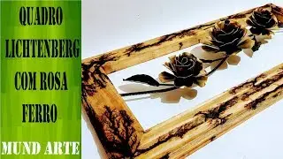 Quadro Lichtenberg de flores em ferro artesanal