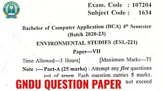 Gndu BCA 4th Semester Environmental Studies Question Paper | Bca 4th Semester EVS Question Paper