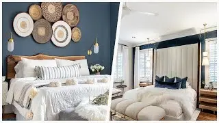 75 Mid-sized Bedroom With Blue Walls Design Ideas You'll Love 🔴