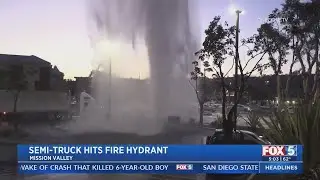 Semi-Truck Hits Fire Hydrant