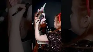 When you think you're metal, but your daughter has other plans&hellip; 🦄🎀🔥 #makeup #blackmetal #comedy