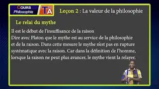 COURS DE PHILOSOPHIE TLE A: COMPÉTENCE III: Leçon 2: La valeur de la philosophie
