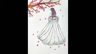 Spring Dreams &ndash; Cute Girl Drawing with Cherry Blossoms  #drawing #art #cutegirl