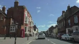 Driving Along Worcester Road, High Street & Broad Street, Pershore, Worcestershire, England