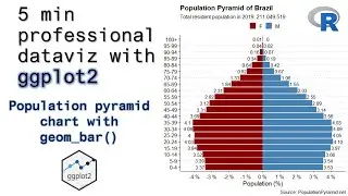 Population pyramid chart with geom_bar() | Professional dataviz with ggplot2 | R