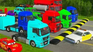 🚗 Big & Small McQueen vs Chick Hicks, Tow Mater, King Dinoco & Doc Hudson | BeamNG.Drive 🚀 LIVE