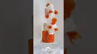 Fondant stencilling and all the wafer paper flowers #fondant #stencil #flowercake #weddingcake