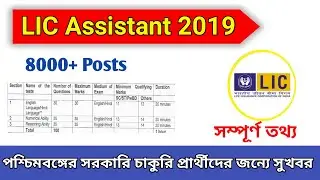 LIC Recruitment Assistant ,2019 8000 Post || Central Government Job News 2019 || Education Notes