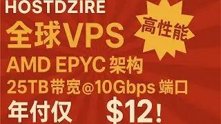 HostDZire全球VPS：高性能AMD EPYC架构，25TB带宽@10Gbps端口，年付仅$12！